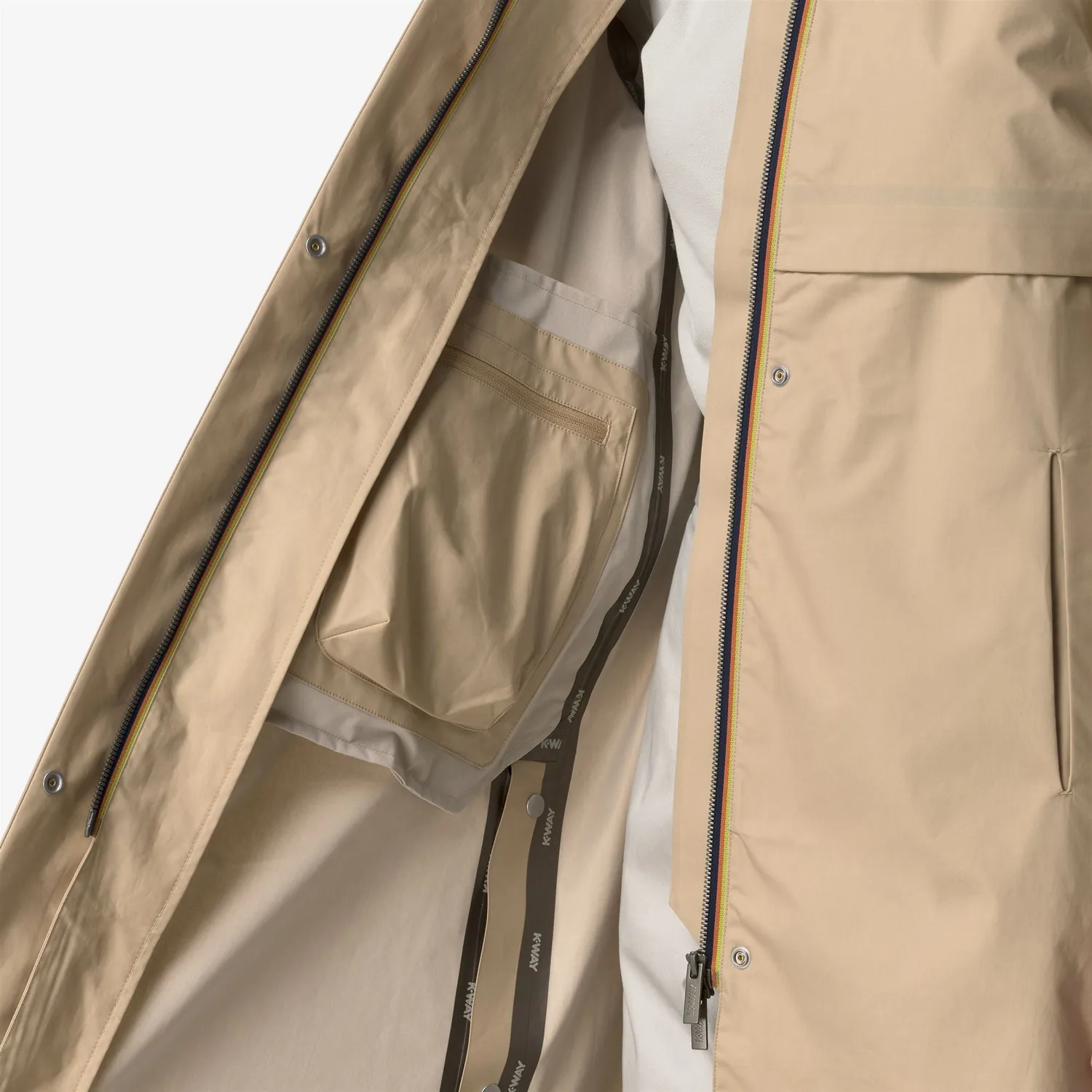 K-Way Jesy 3L Poplin palton lung Beige Rope din bumbac