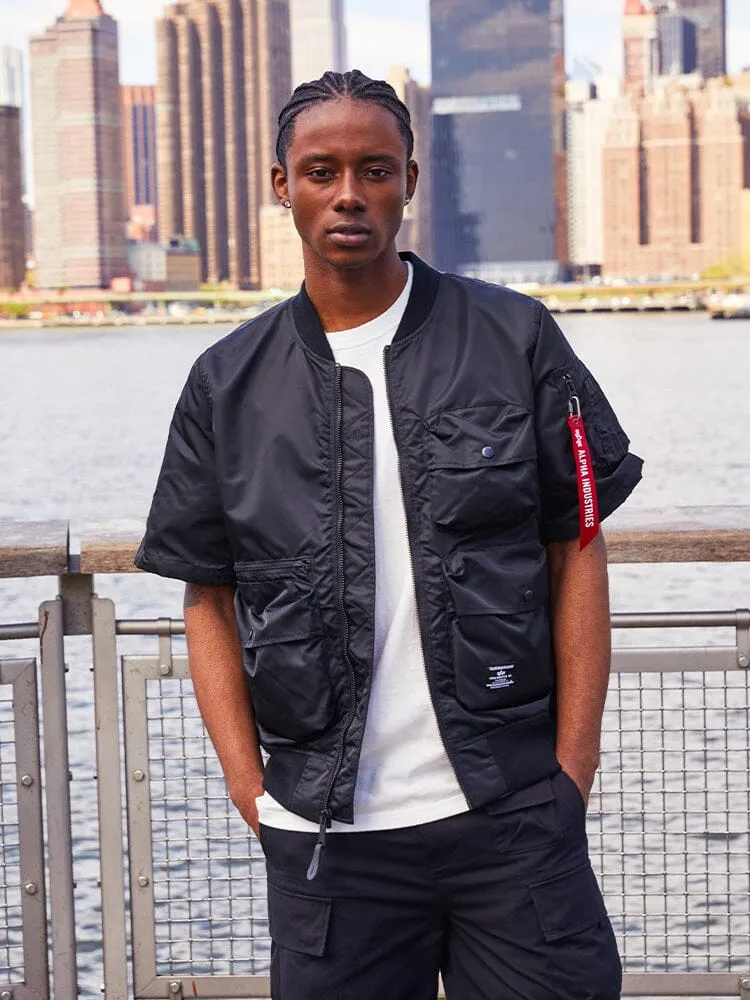 Alpha Industries L-2B geaca bomber maneca scurta neagra