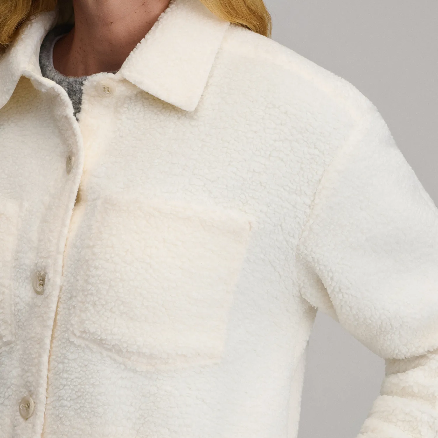Eddie Bauer Fleece Shirt geaca dama ivory calduroasa