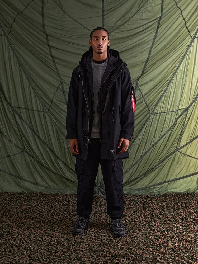 Alpha Industries M-59 Fishtail parka neagra calduroasa