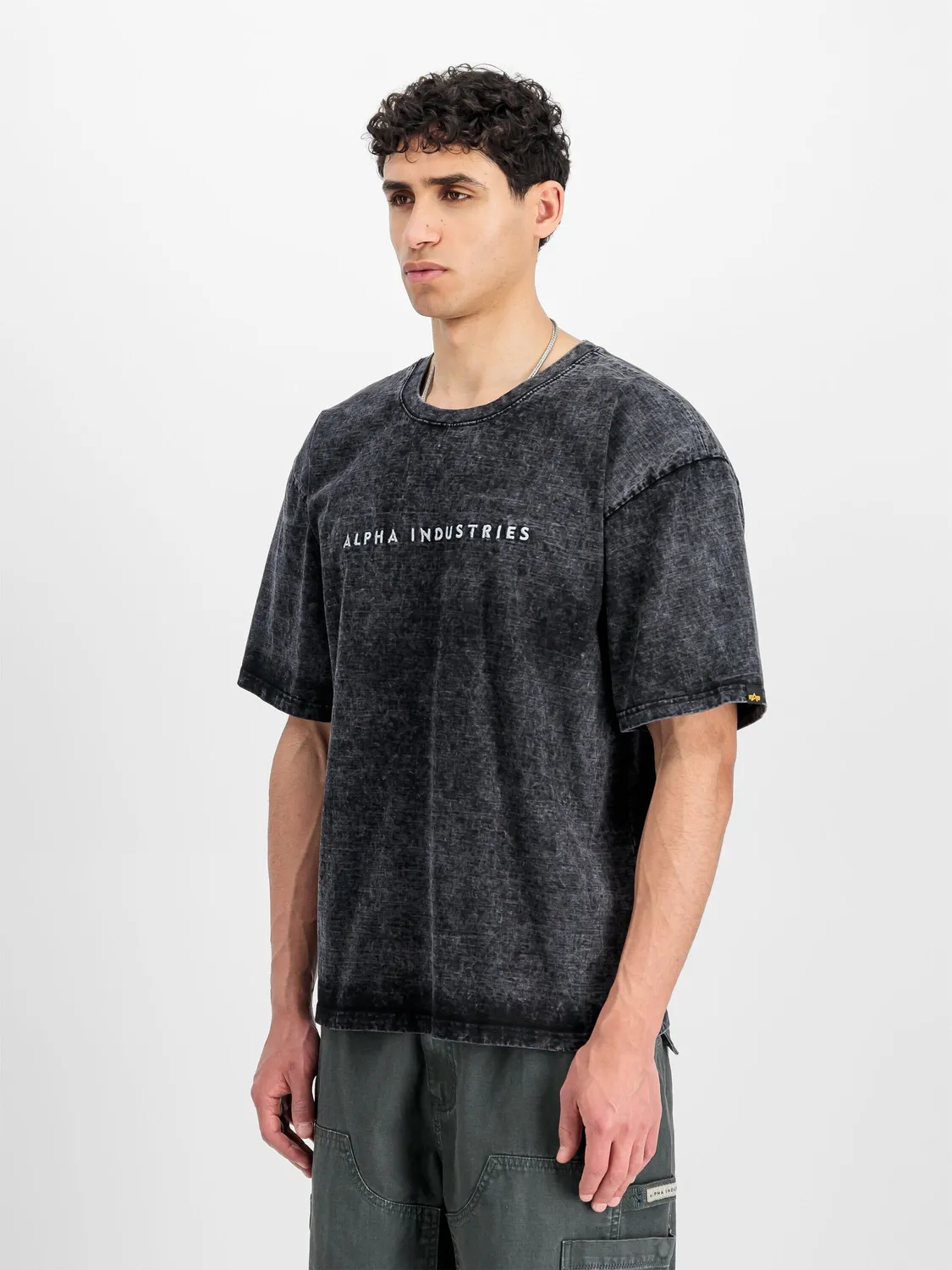 Alpha Industries Acid Logo tricou negru bumbac gros 280g