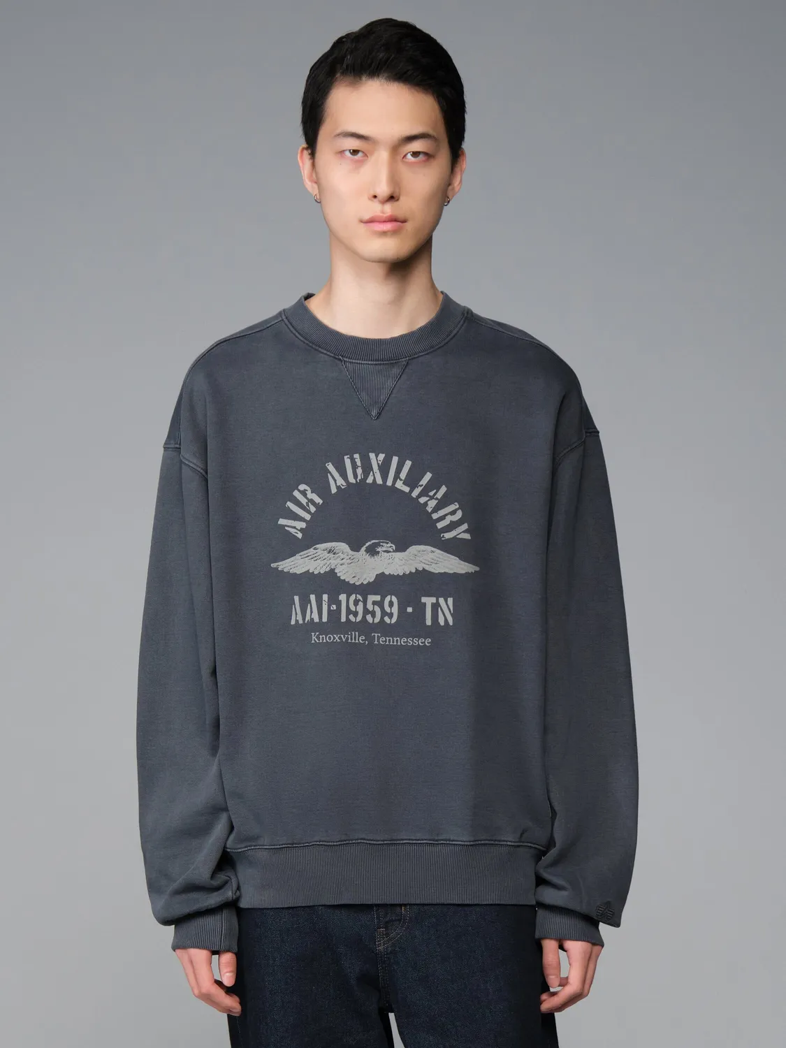 Alpha Industries Essential Crew Air Aux hanorac negru bumbac