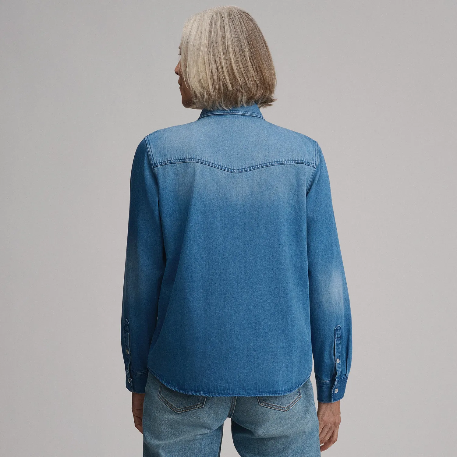 Eddie Bauer Western Denim cămașă damă denim albastră