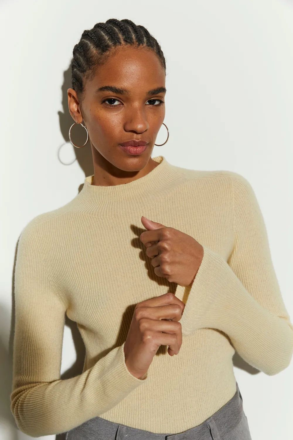 Isabelle Blanche Basic pulover lana banana crepe M