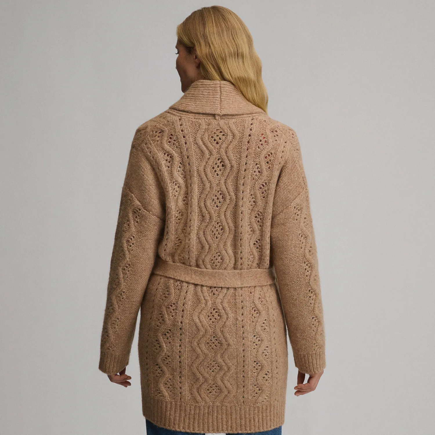 Eddie Bauer Belted Cable cardigan dama Negru cu cordon