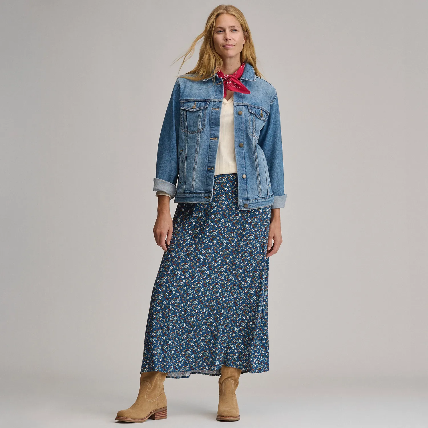 Eddie Bauer Printed Midi Skirt fusta Dusk imprimata