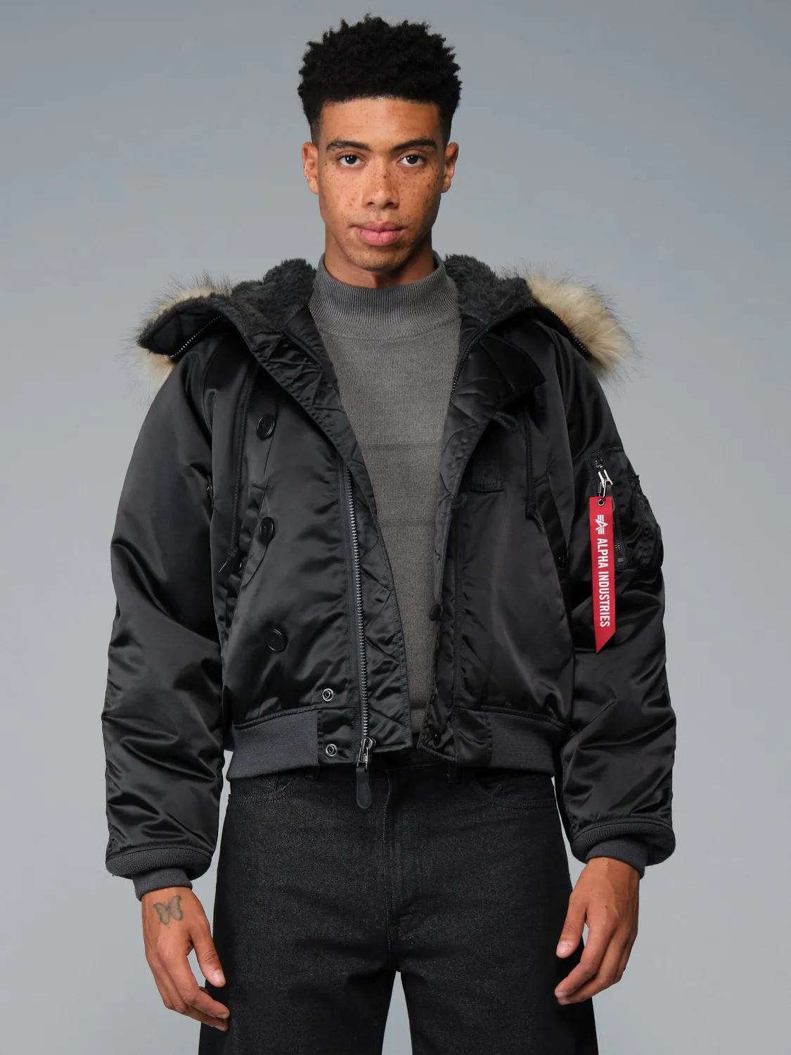 Alpha Industries N-2B 1950s palton negru ger extrem