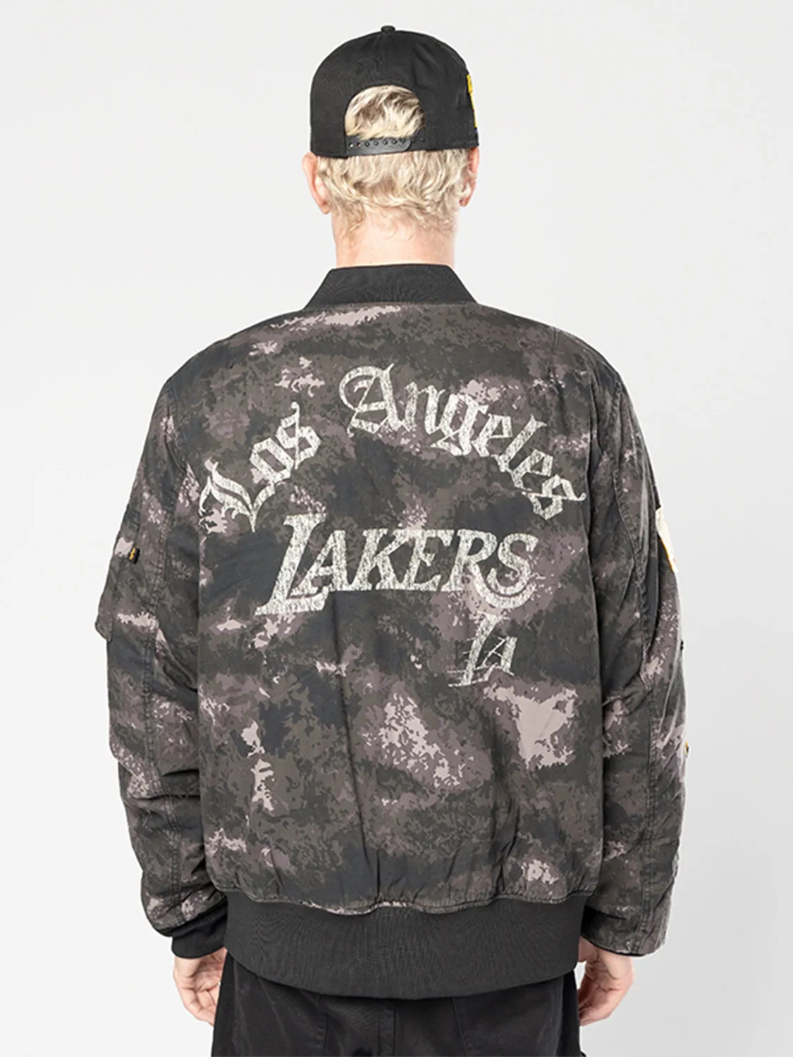 Alpha Industries MA-1 Lakers geacă bomber negru camuflaj