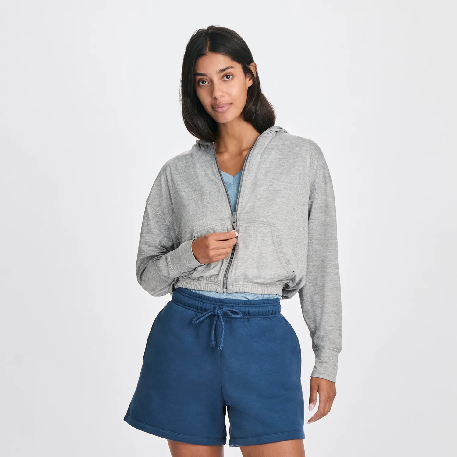 Eddie Bauer Sightseer hanorac dama cropped cu fermoar