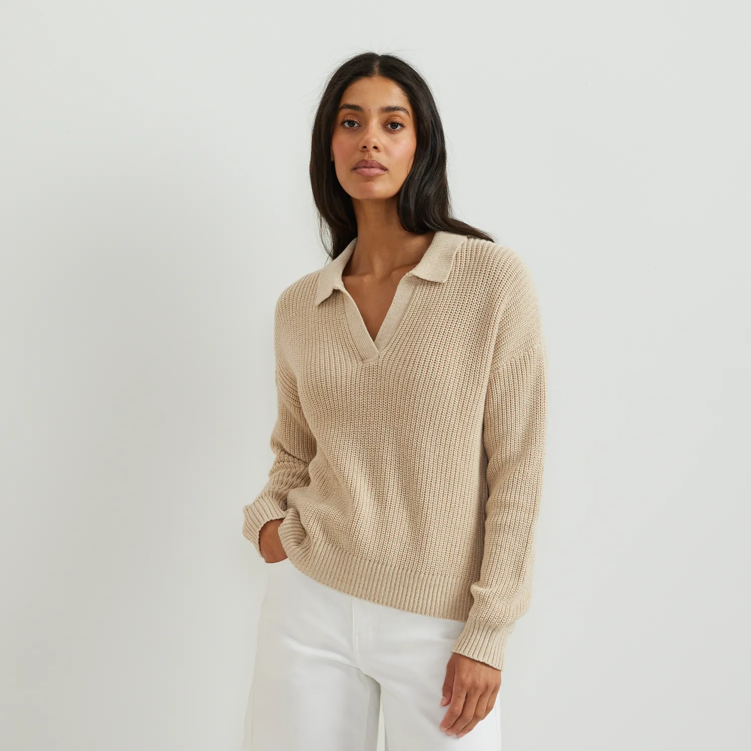 Eddie Bauer Johnny Collar pulover damă oatmeal