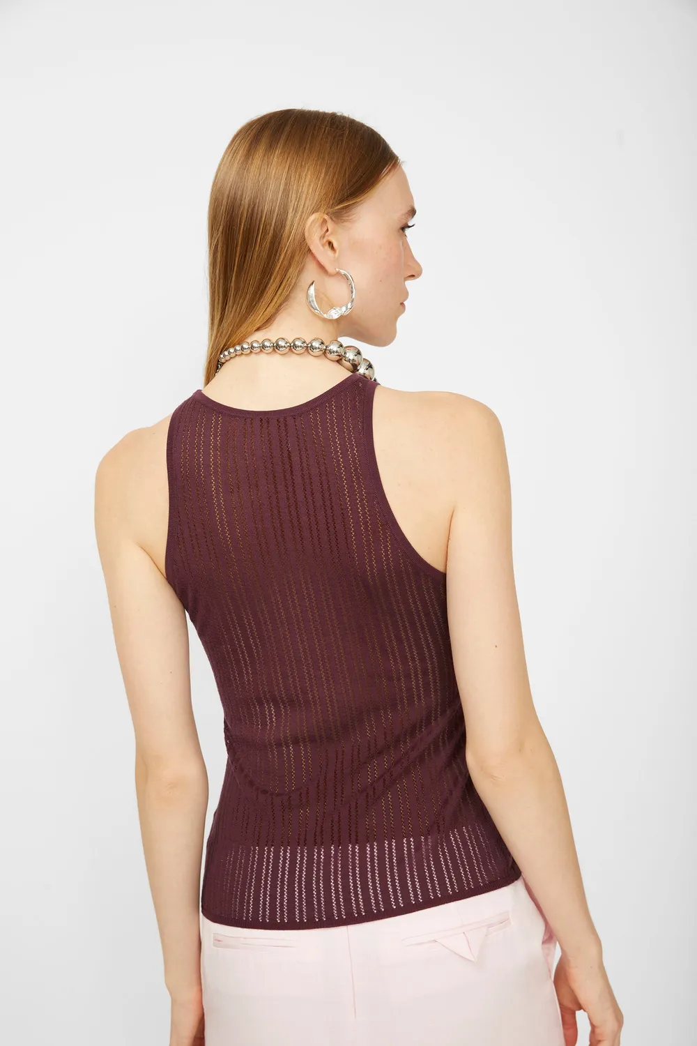 Isabelle Blanche top tricotat perforat custard S