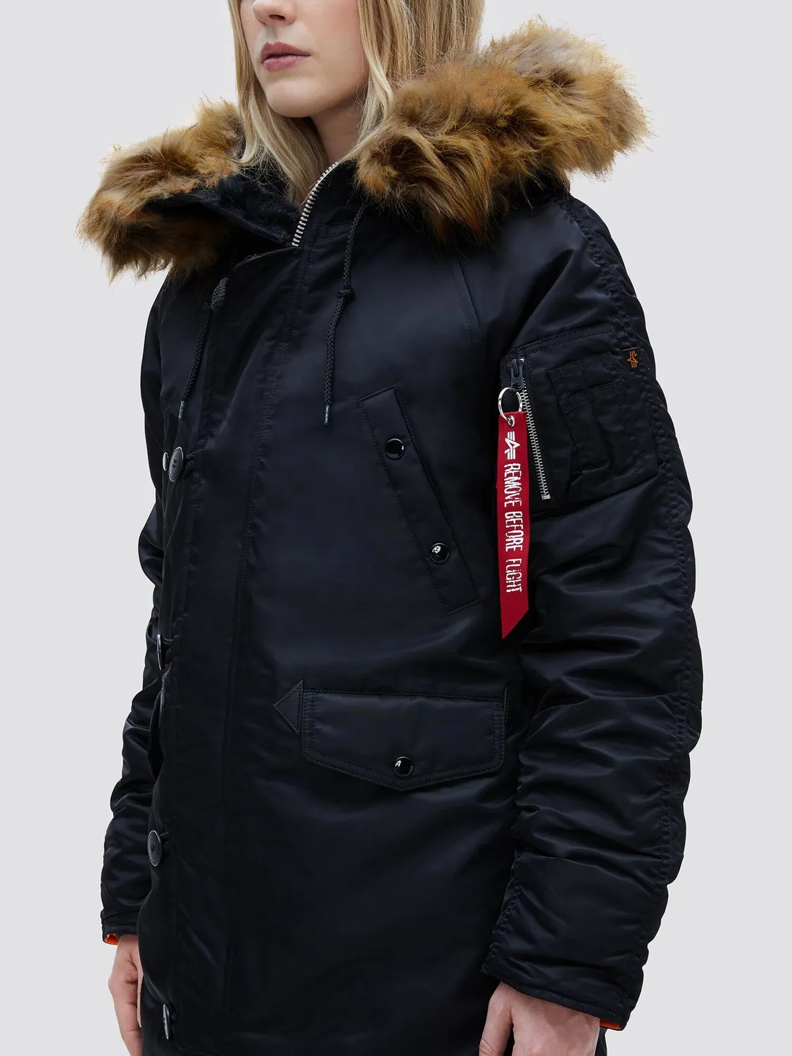 Alpha Industries N-3B parka dama neagra calduroasa