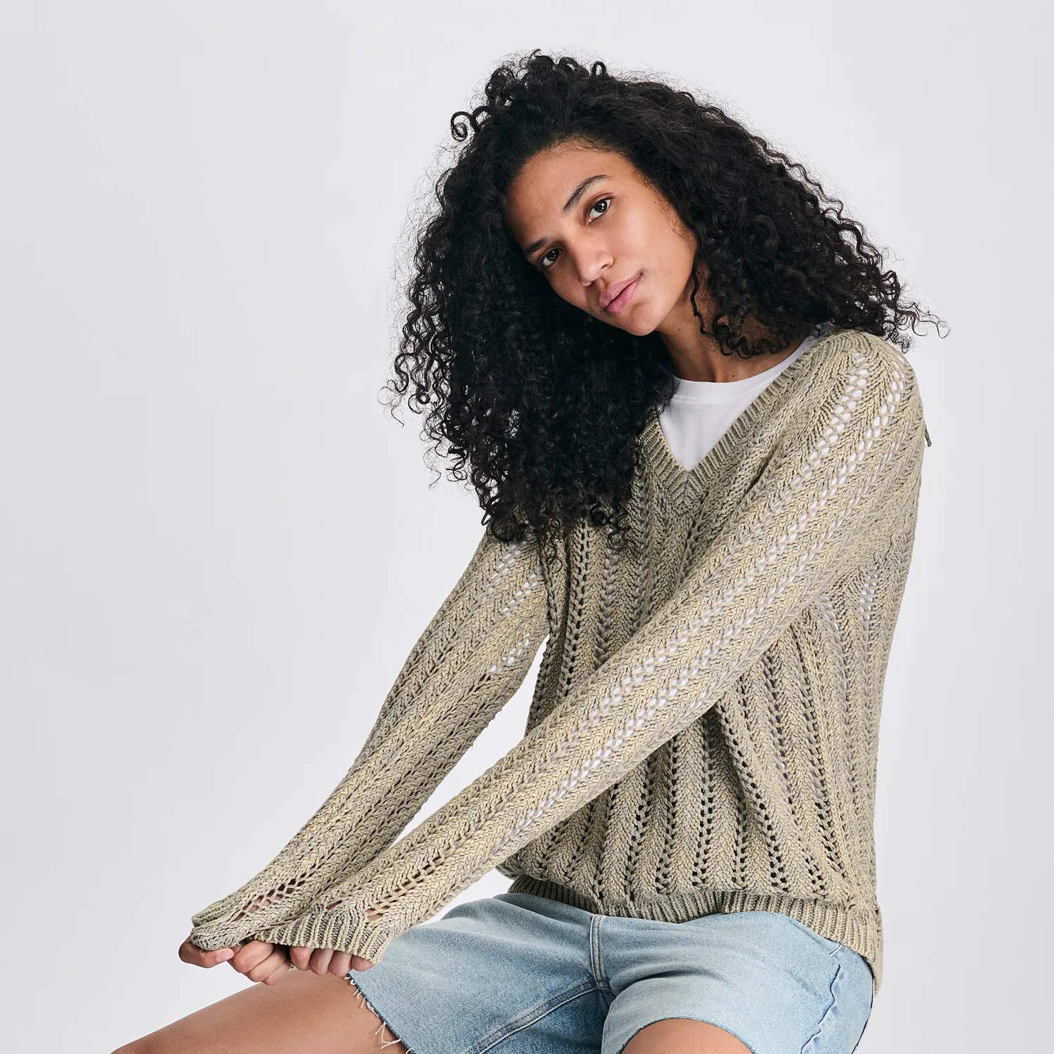 Eddie Bauer Pointelle pulover dama Yellow delicat