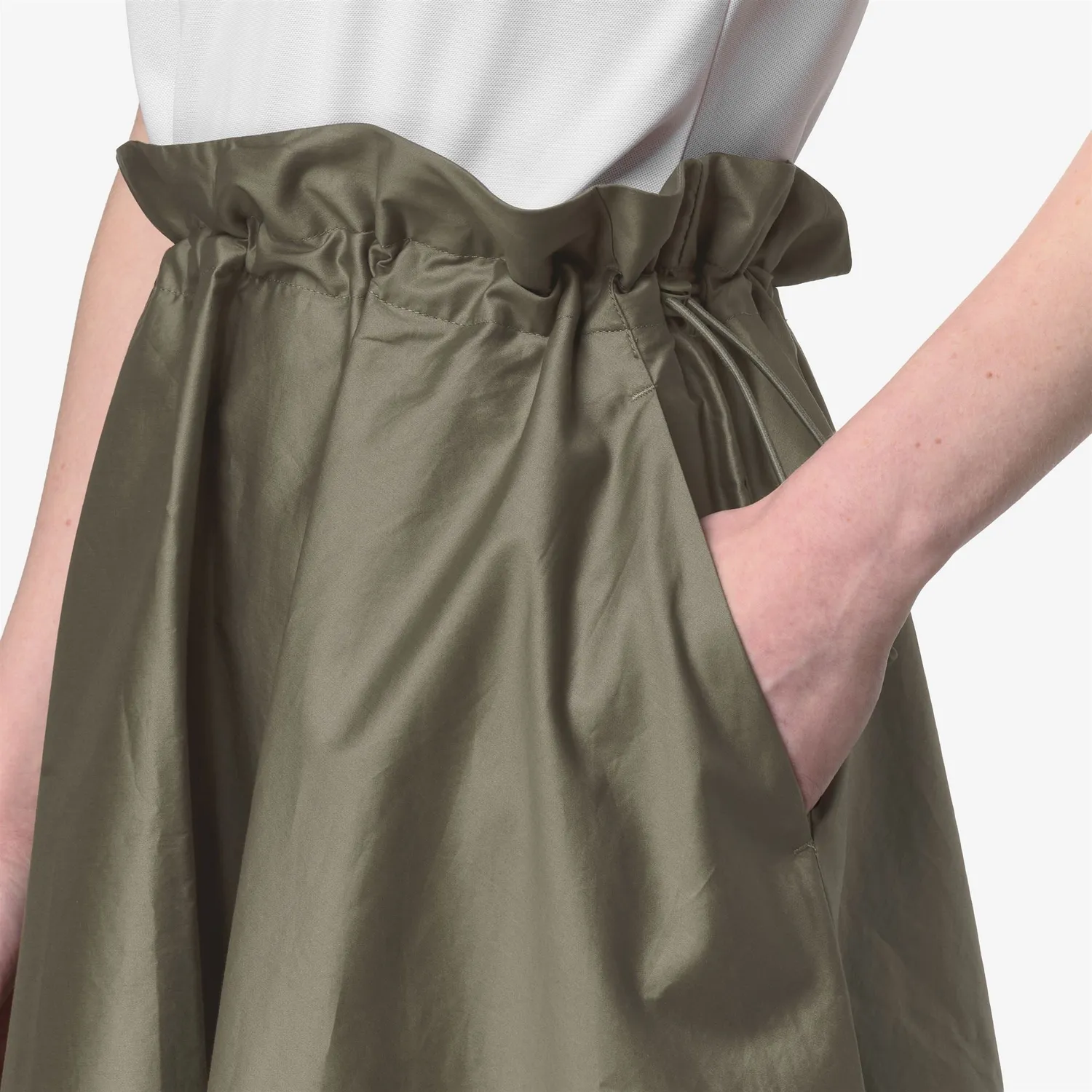 K-Way Gaelal Shiny Cotton fustă damă verde satinată