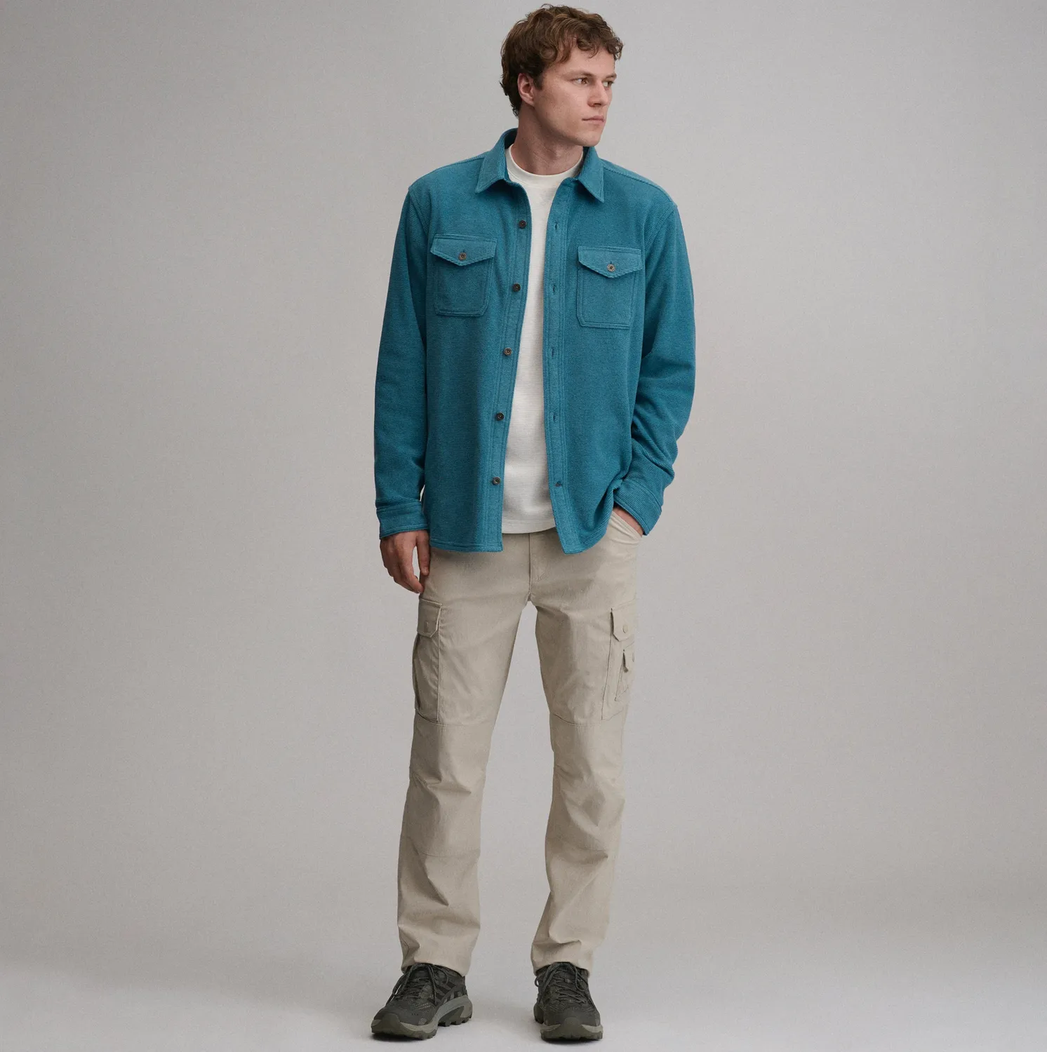 Eddie Bauer Chutes Microfleece Shirt bluza Meridian Blue fleece