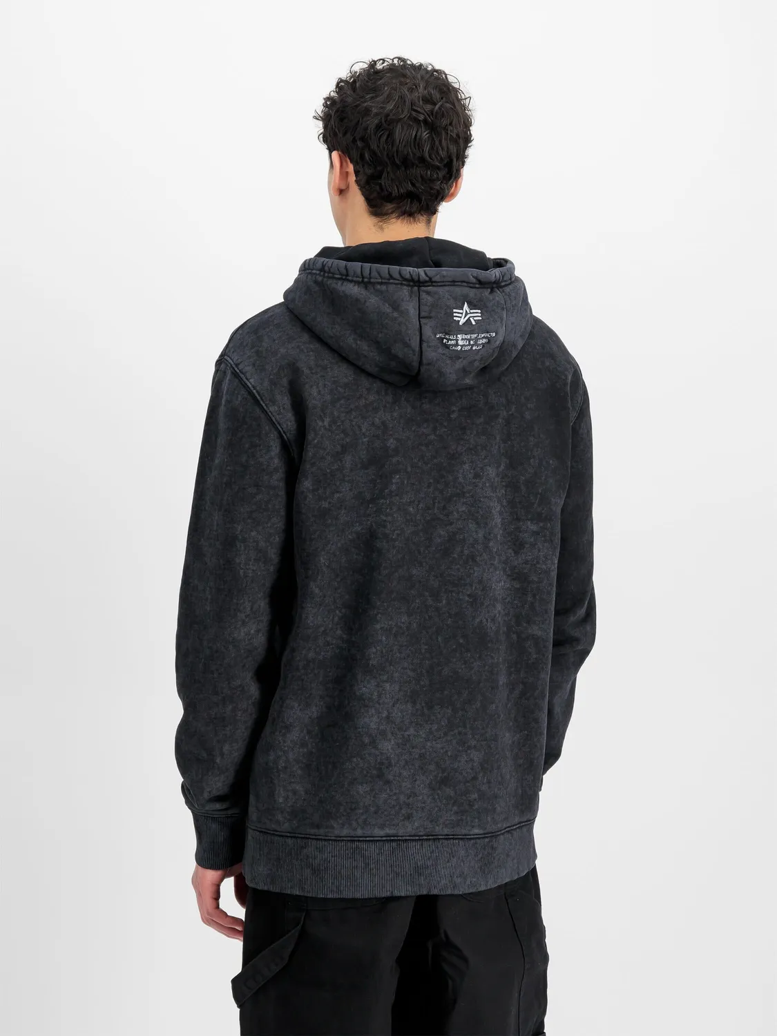 Alpha Industries Acid Logo hanorac negru fleece gros 450g