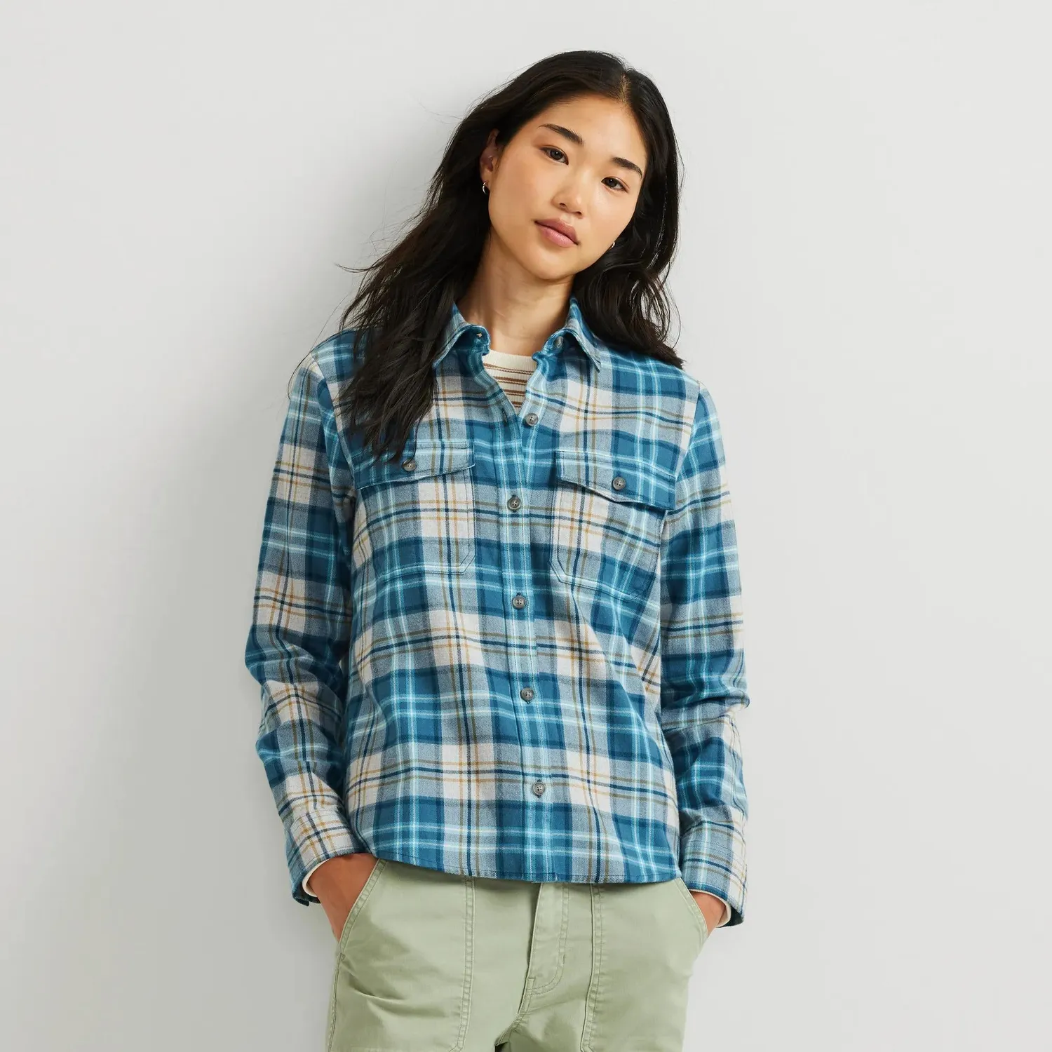 Eddie Bauer Stine's cămașă flanel damă albastră
