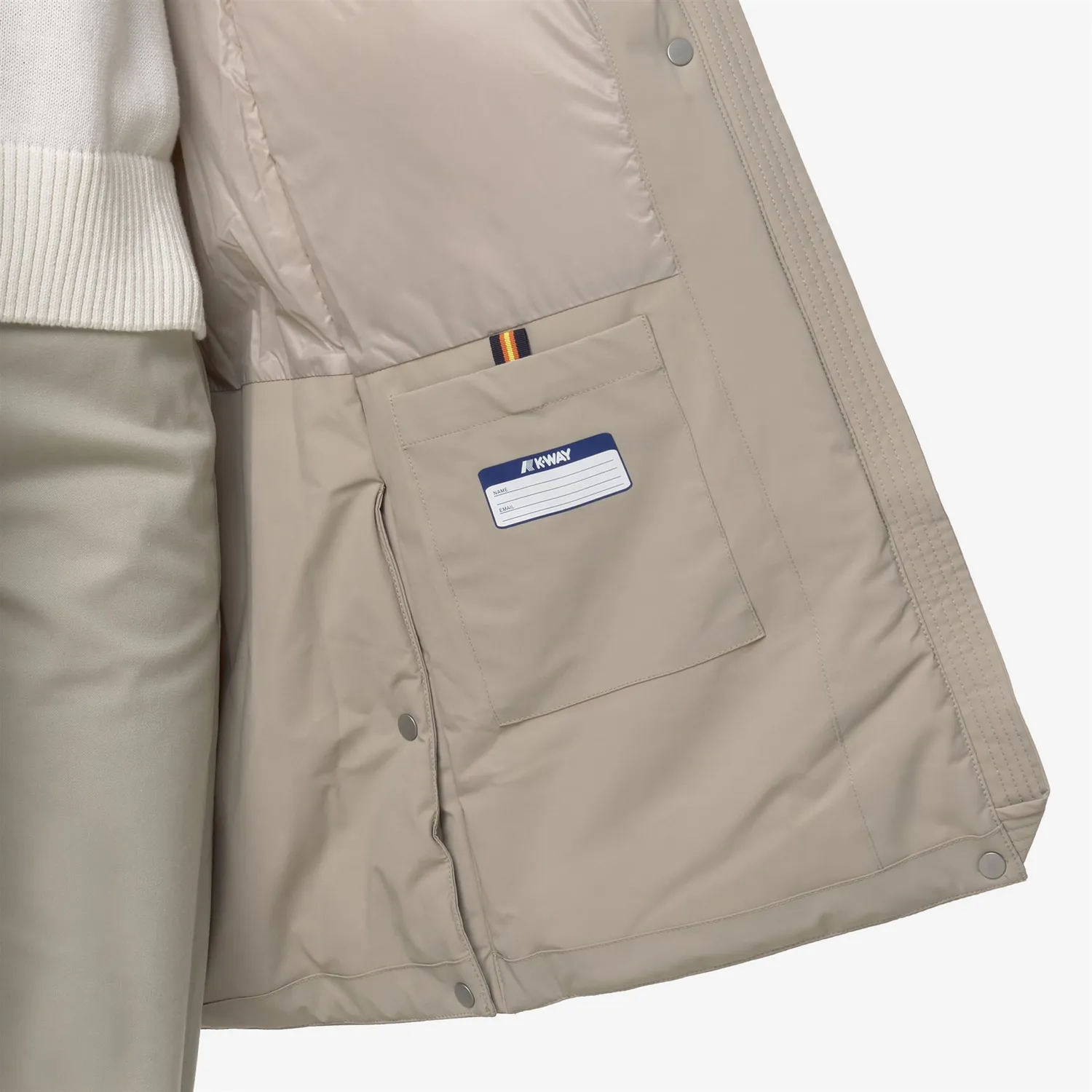 K-Way Morese ST Warm palton lung bej cashmere impermeabil