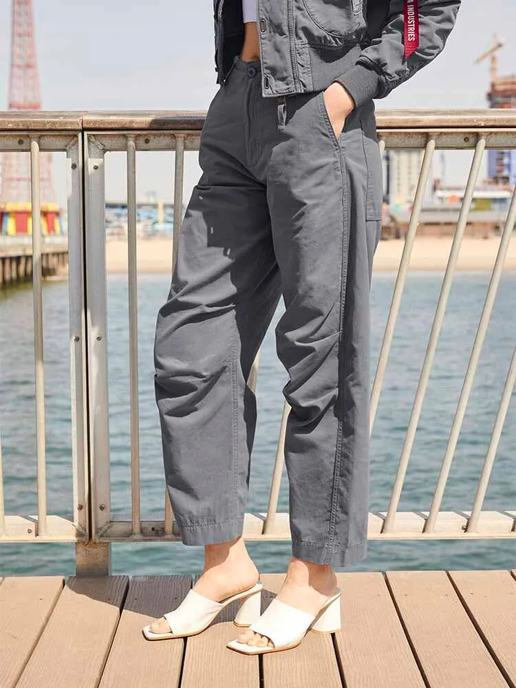 Alpha Industries Barrel Leg pantaloni dama gri bumbac