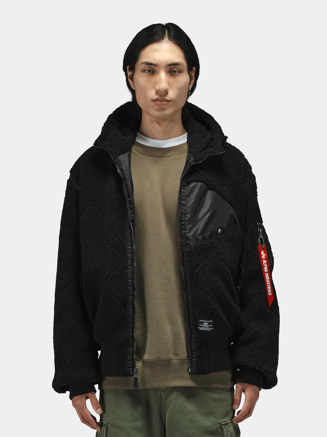 Alpha Industries Sherpa Onion Quilting geaca flight negru sherpa