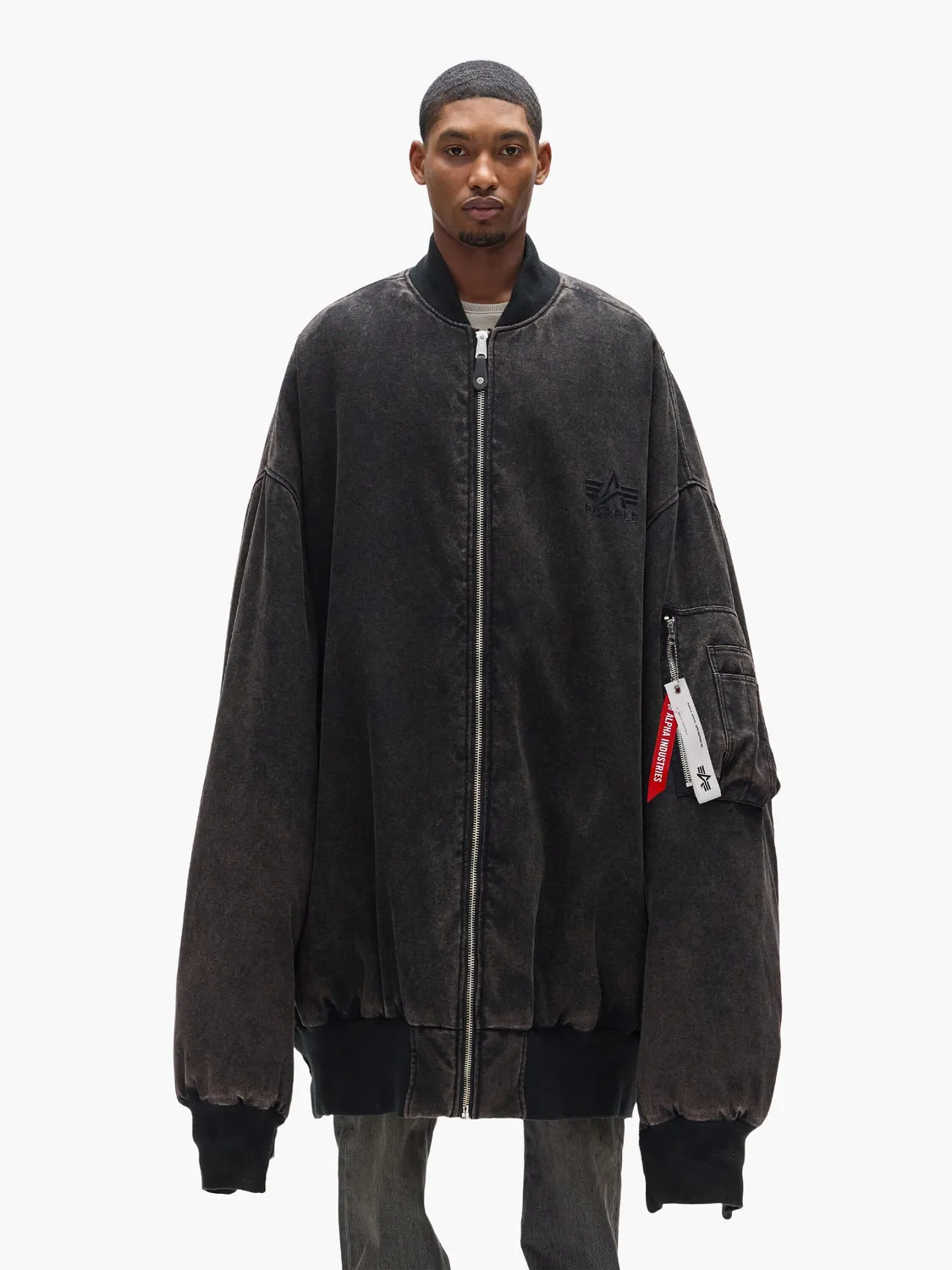 Alpha Industries Purple Giant geacă bomber negru reversibilă
