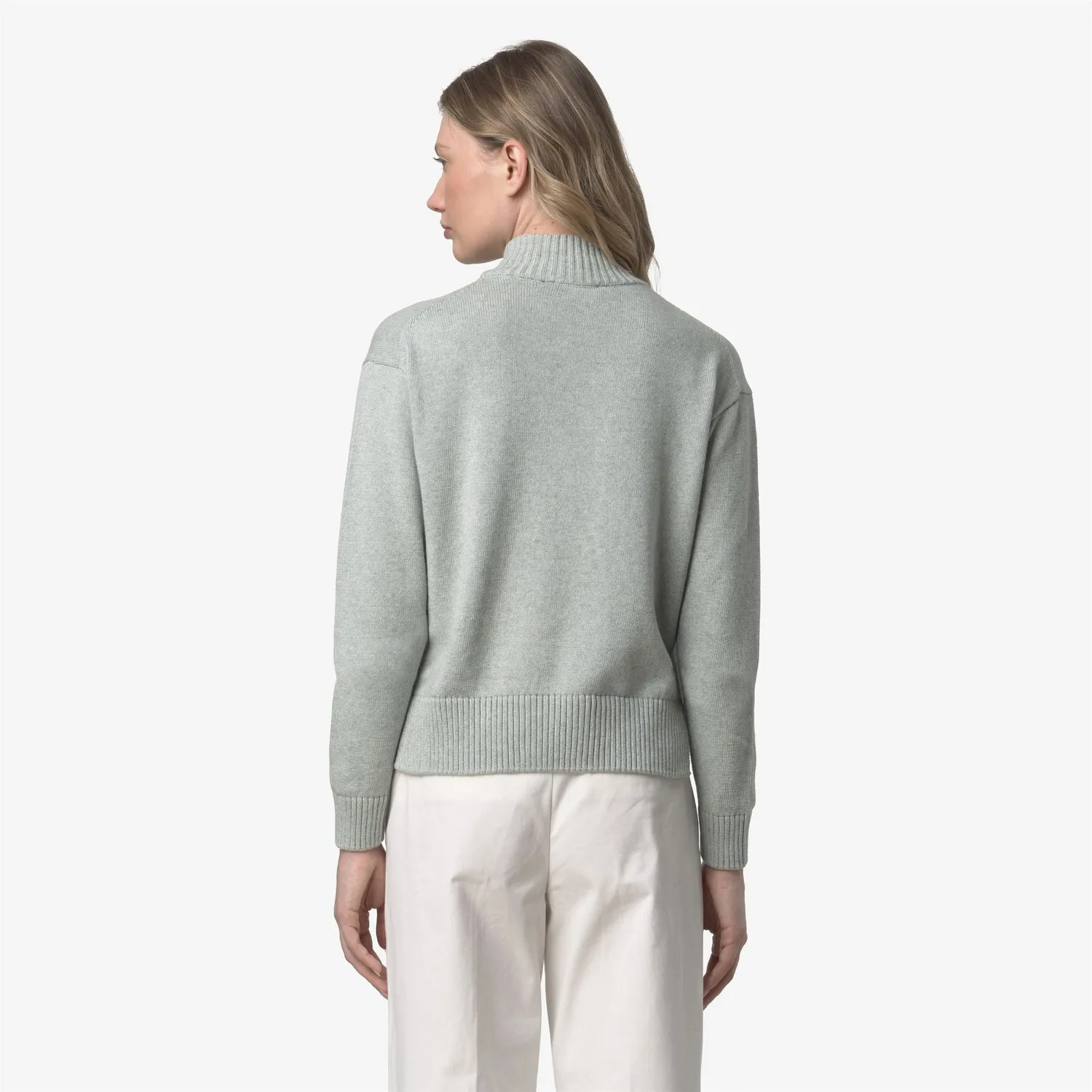 K-Way Agata Cotton Cashmere pulover gri melanj cu casmir