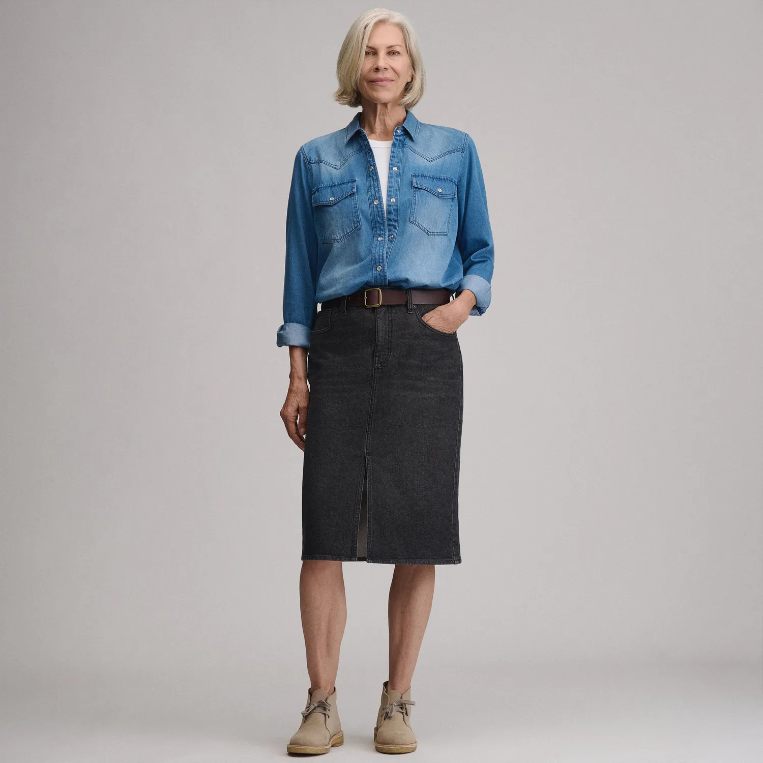 Eddie Bauer Iconic fusta denim dama Vintage clasica