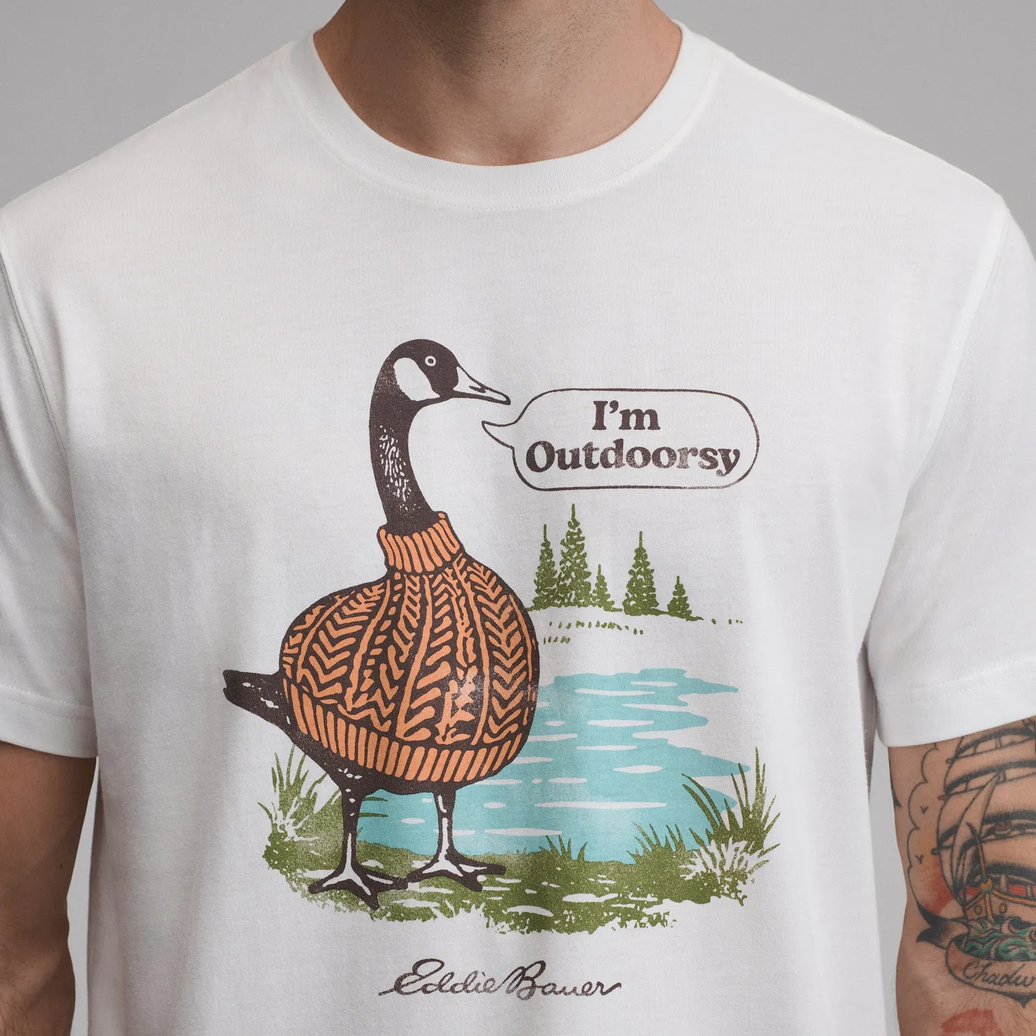 Eddie Bauer EB Outdoorsy Goose tricou Ivory bumbac
