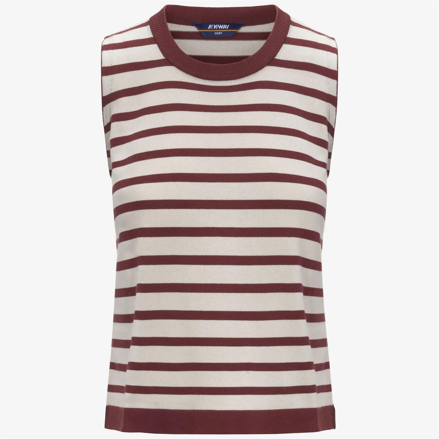 K-Way Geri Stripes vesta dama bej bumbac dungi