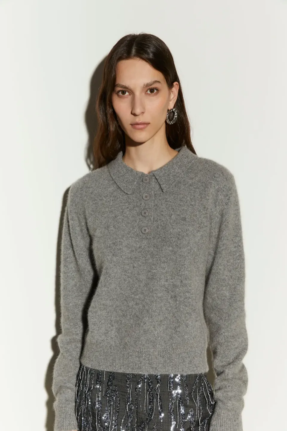 Isabelle Blanche polo tricotat gri fir vulpe S