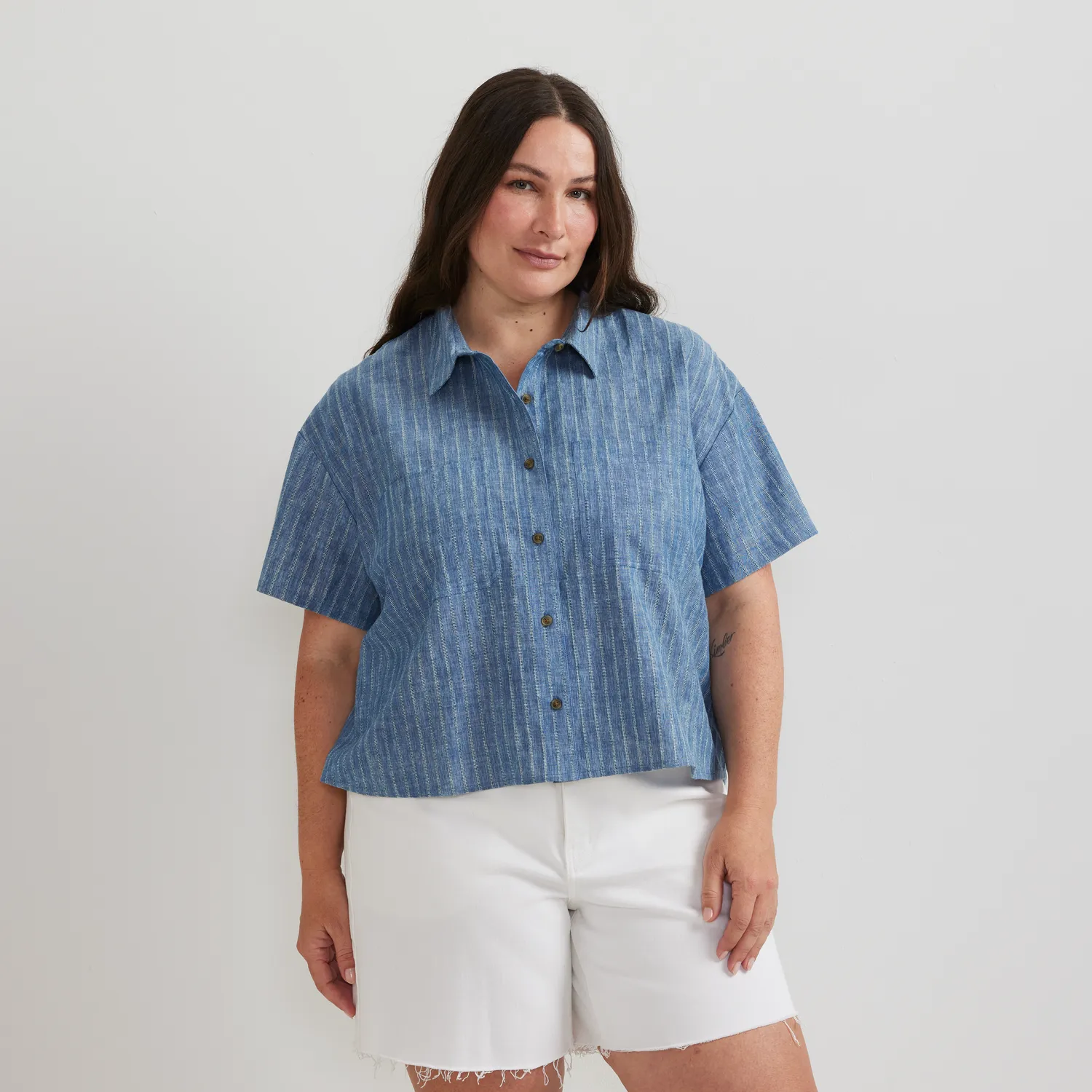 Eddie Bauer Destination Utility camasa dama Indigo cu dungi