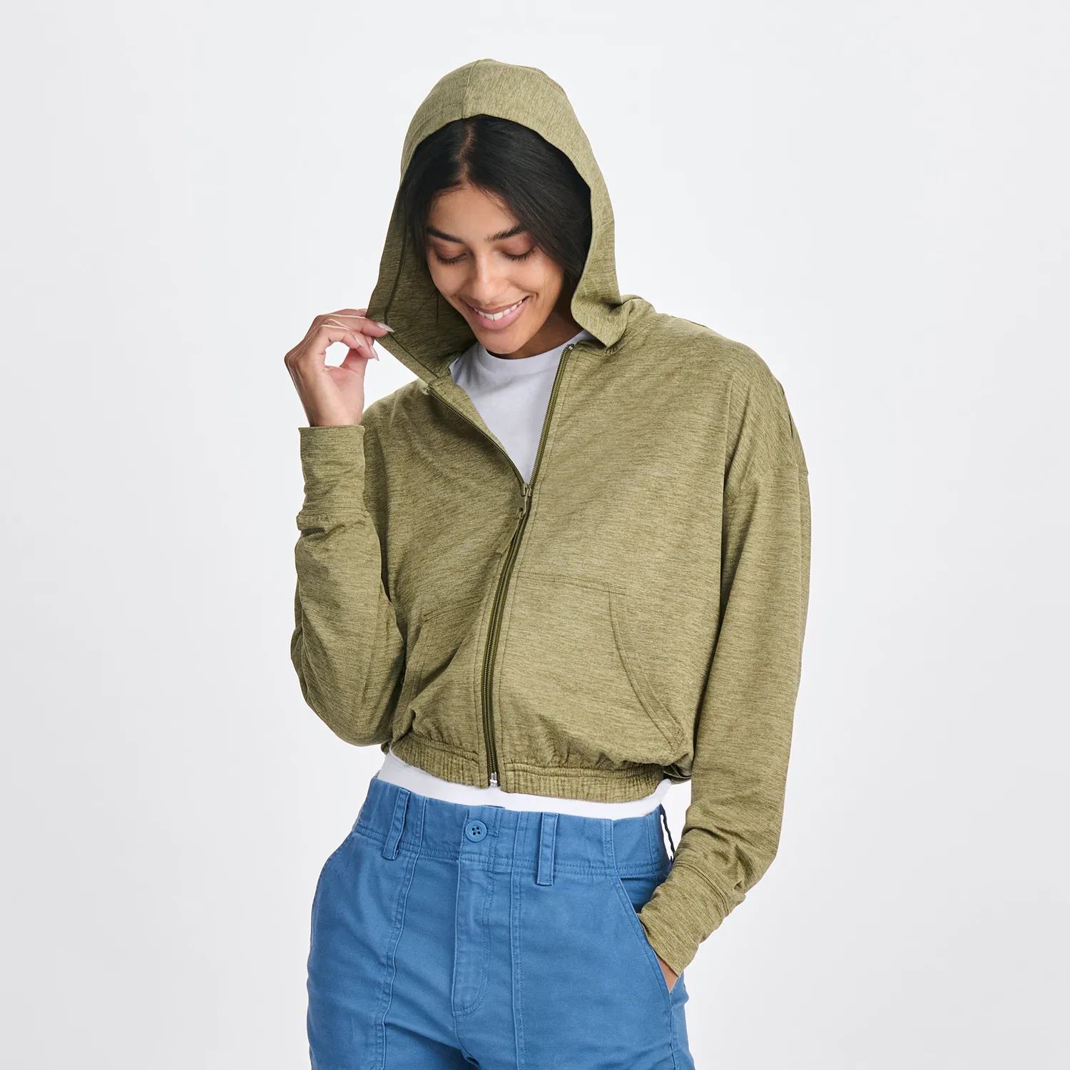 Eddie Bauer Sightseer hanorac dama cropped cu fermoar