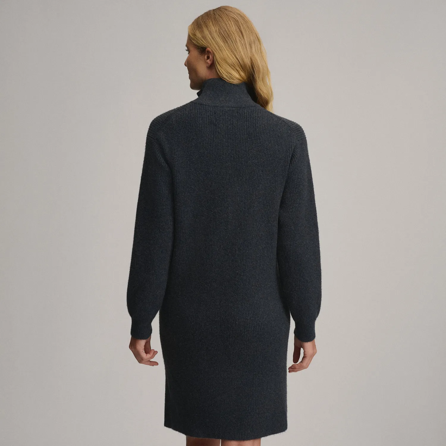 Eddie Bauer Ribbed Zip Mock rochie tricot gri calduroasa