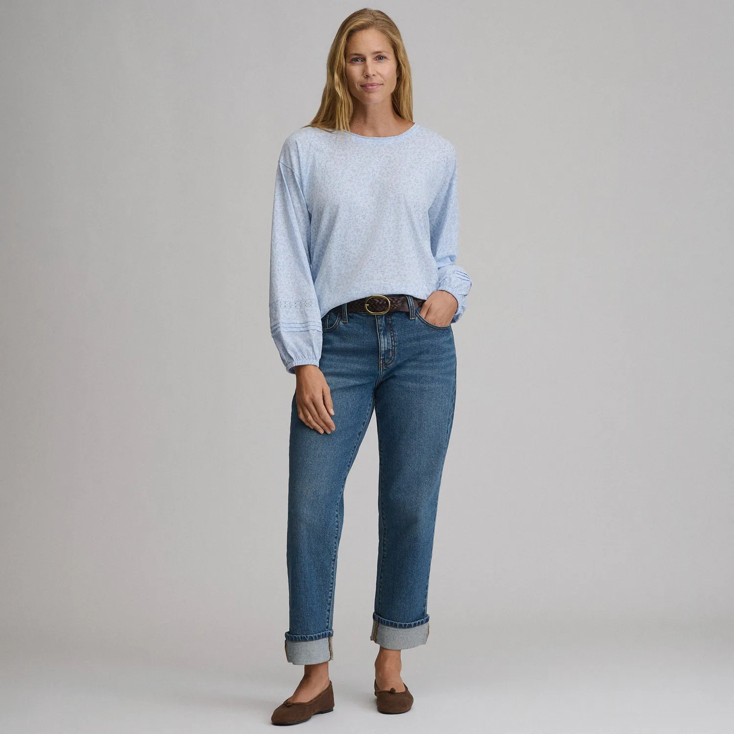 Eddie Bauer Soft Relaxed Top bluza Limestone lejera