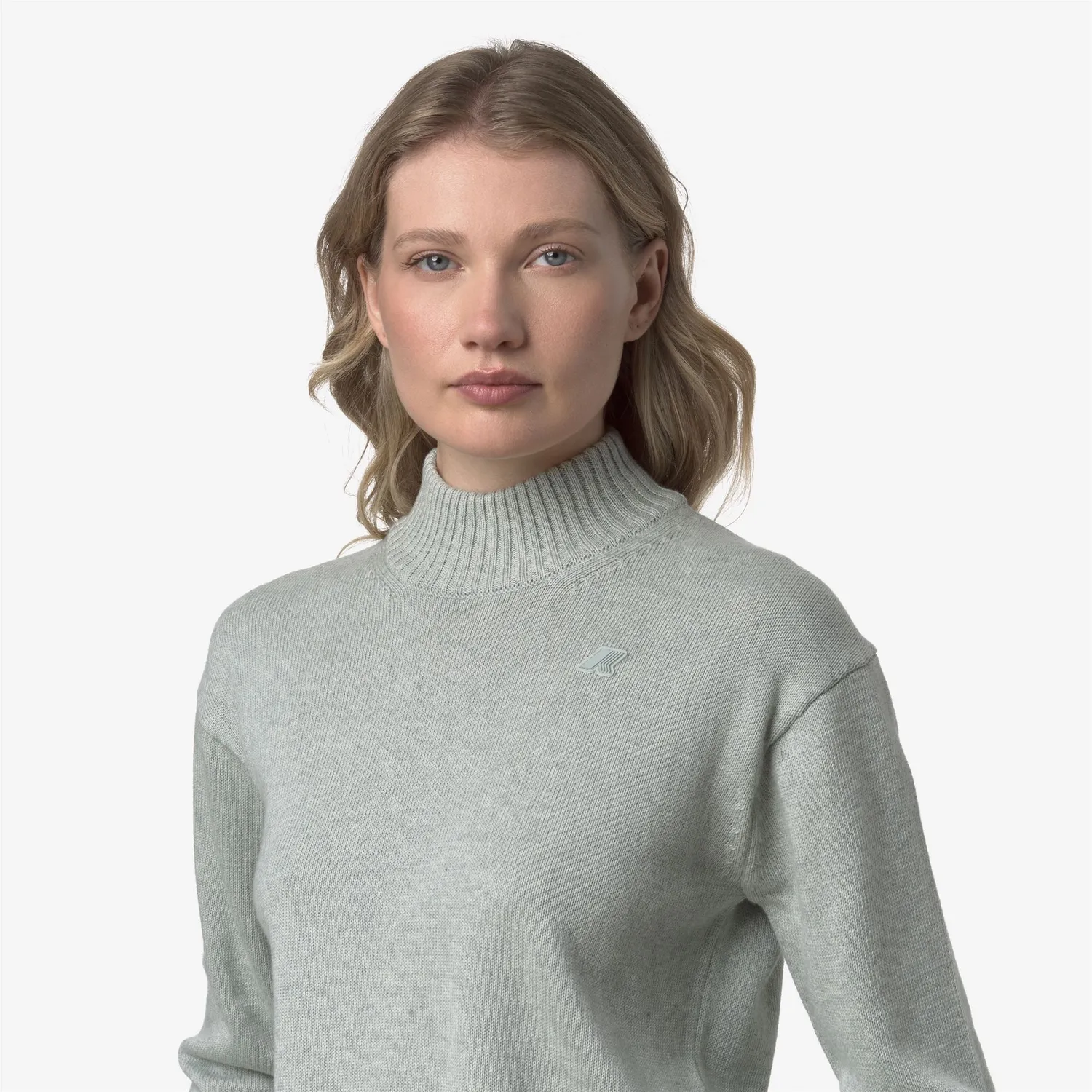 K-Way Agata Cotton Cashmere pulover gri melanj cu casmir