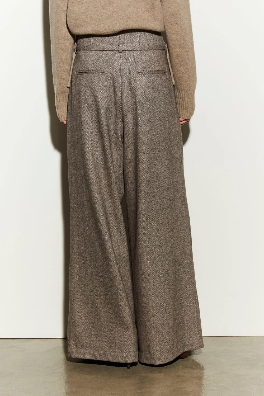 Isabelle Blanche pantaloni maro lână picior larg