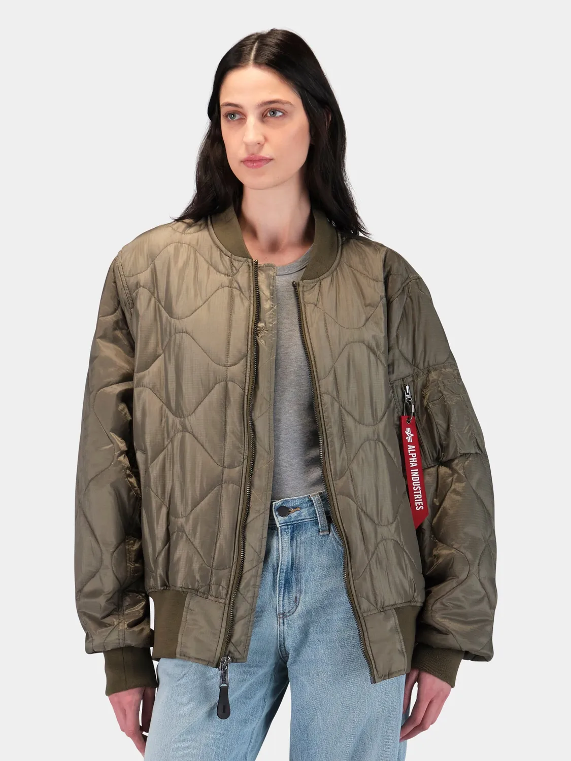 Alpha Industries L-2B Relaxed Quilted Flight geacă verde nailon