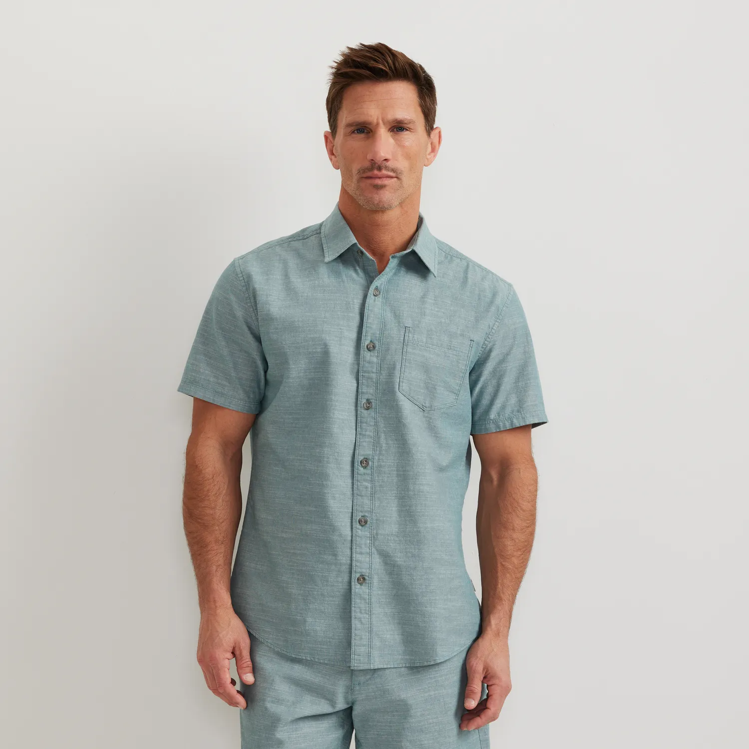 Eddie Bauer Camano cămașă Med Indigo bumbac