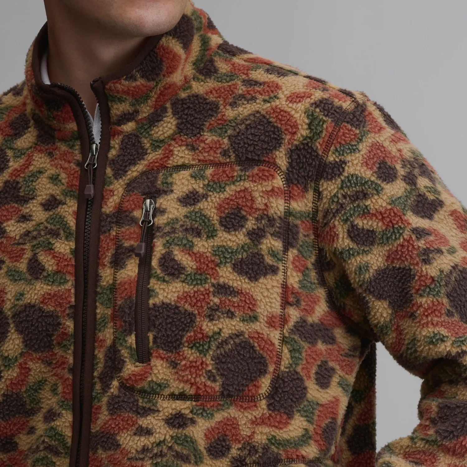 Eddie Bauer Journey Full-Zip Print hanorac fleece Dark Sand calduros