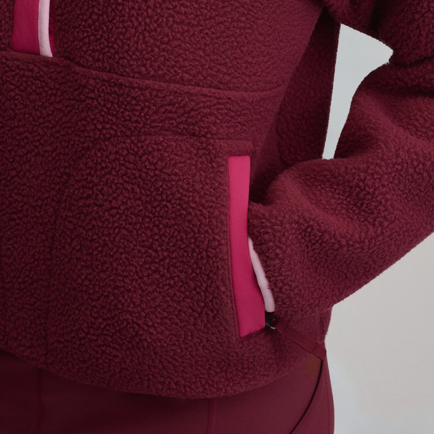 Eddie Bauer Plush Fleece Snap-Mock bluza roz calduroasa