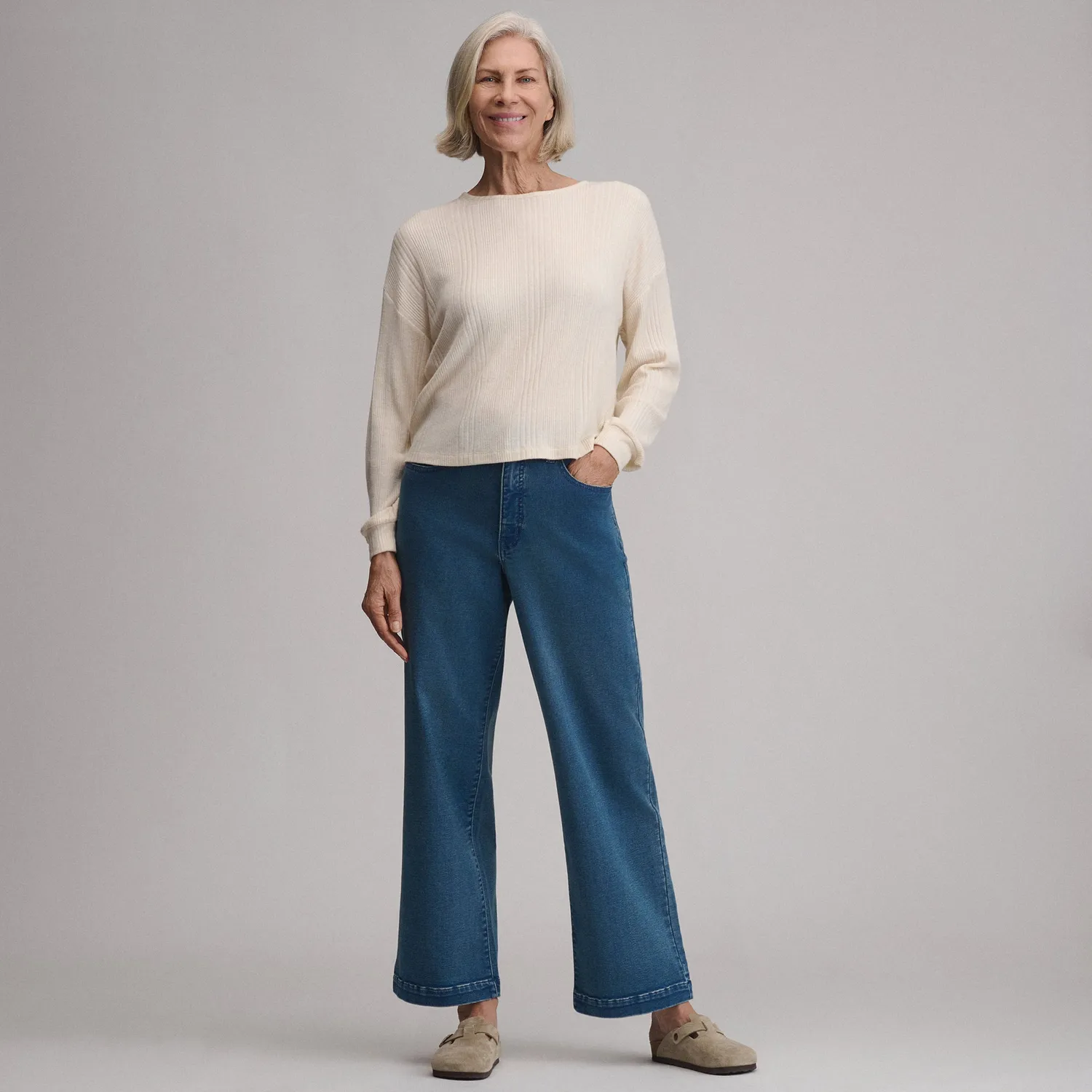Eddie Bauer Wide-Leg blugi denim talie inalta