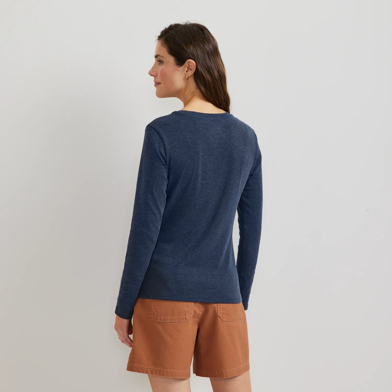 Eddie Bauer Everyday Crewneck tricou dama maneca lunga negru bumbac