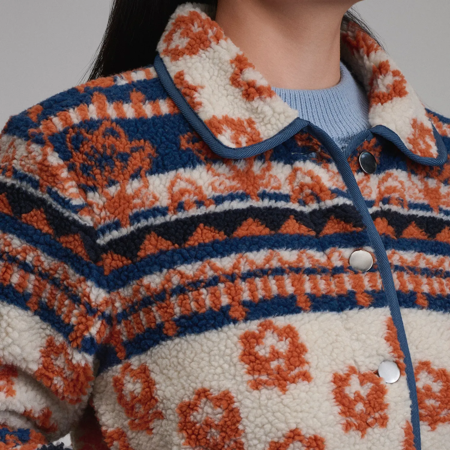Eddie Bauer Printed geaca fleece dama cu nasturi calda