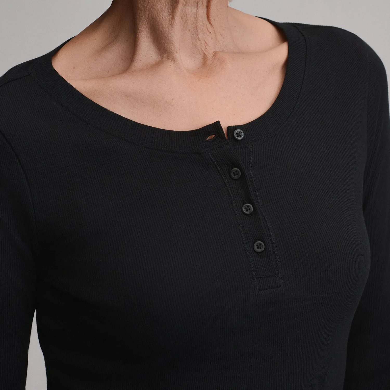 Eddie Bauer Softline Rib henley bluza gri moale