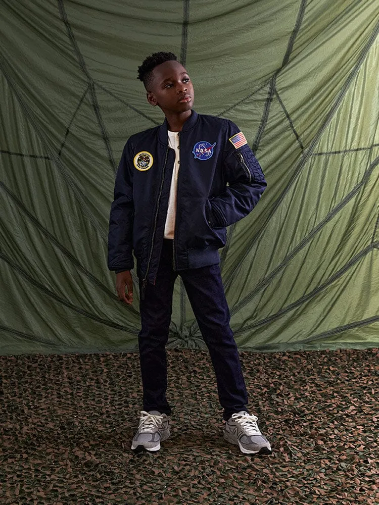 Alpha Industries Youth NASA MA-1 bomber albastru replica