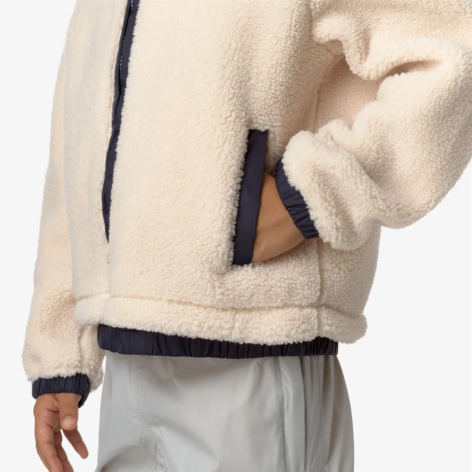 K-Way Jildaz Orsetto geaca fleece copii ecru-albastru calduroasa
