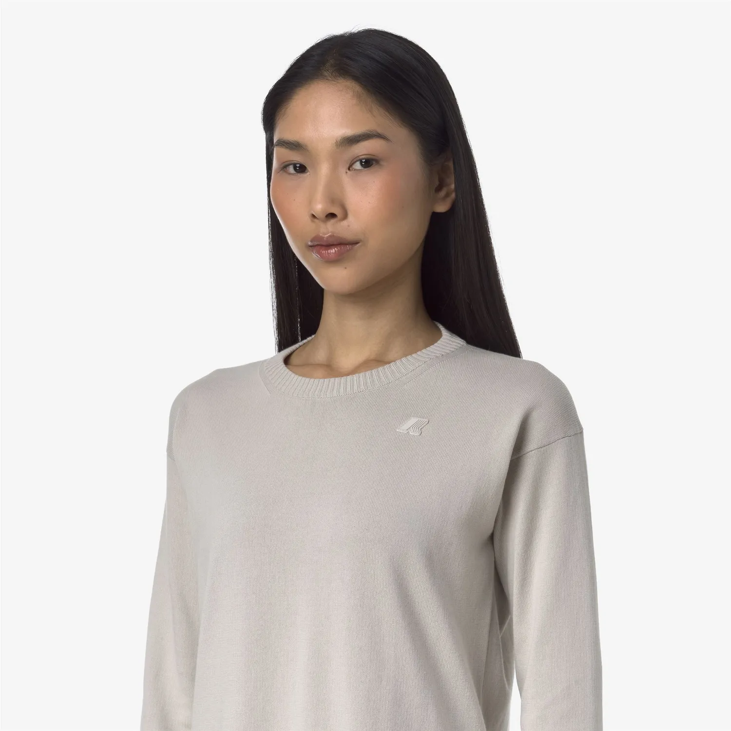 K-Way Domitine Cotton pulover dama bej crop din bumbac