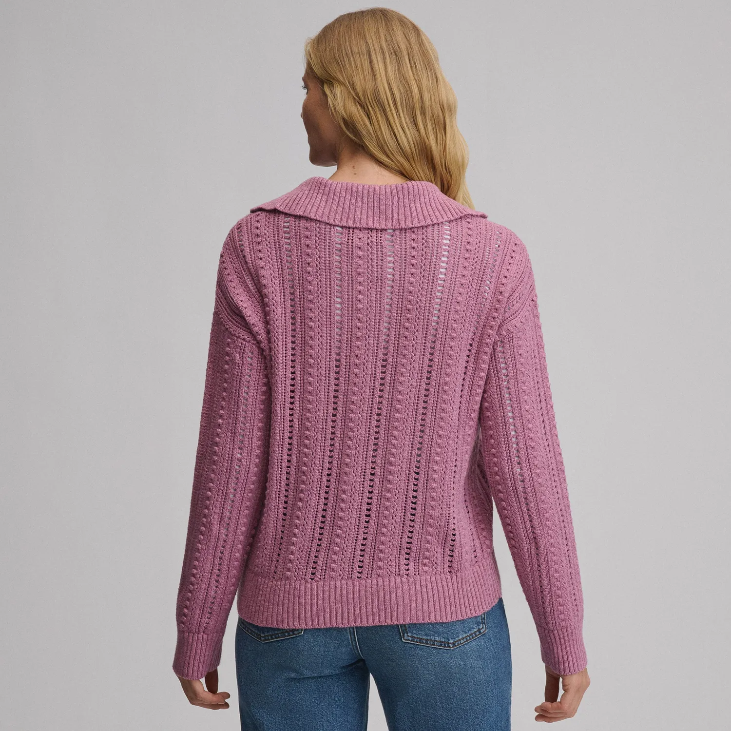 Eddie Bauer Slub Johnny Collar pulover Dusty Rose