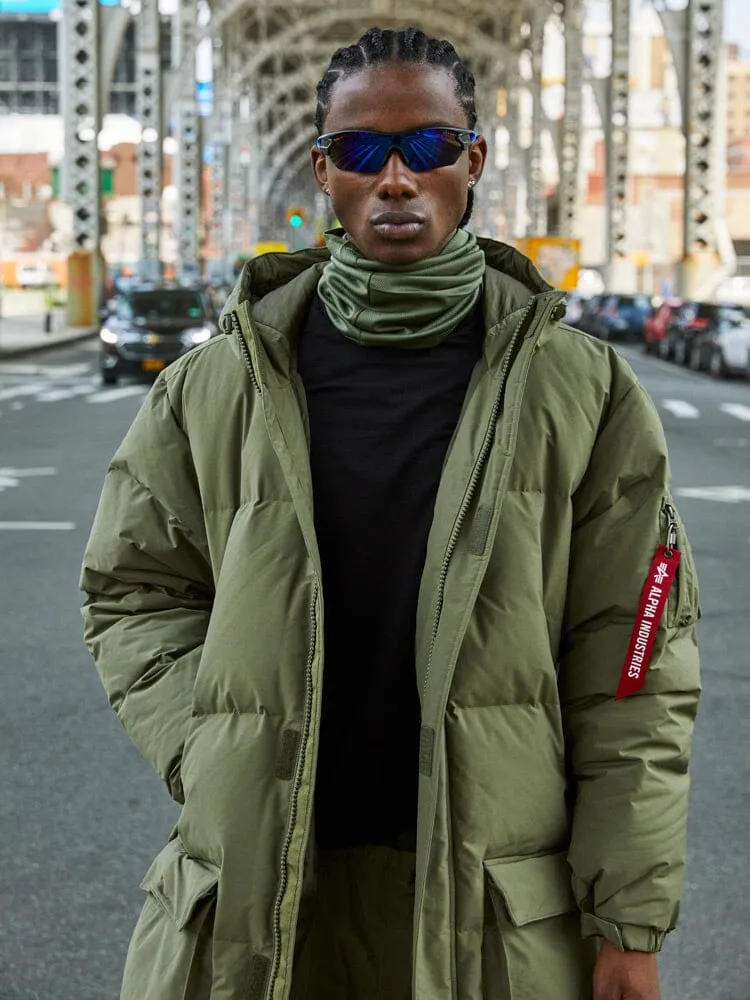 Alpha Industries Long Puffer parka verde puf rezistenta la apa