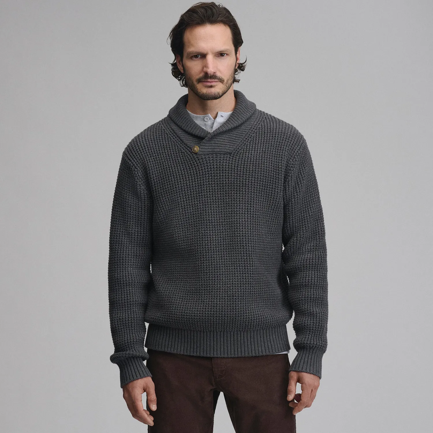 Eddie Bauer Holiday Festive pulover barbati gri calduros